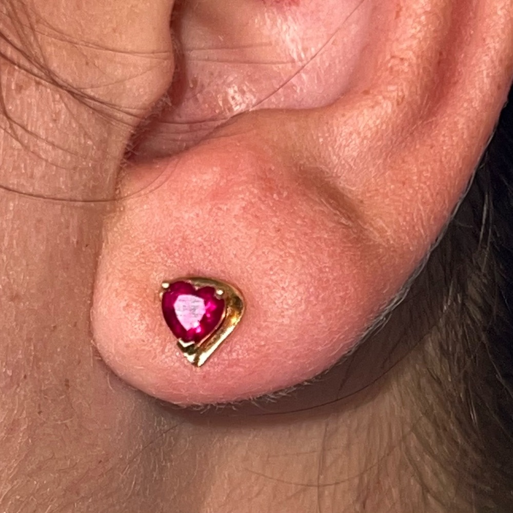 10K Gold Lab? Ruby Jewelry Set - Picture 14 of 16